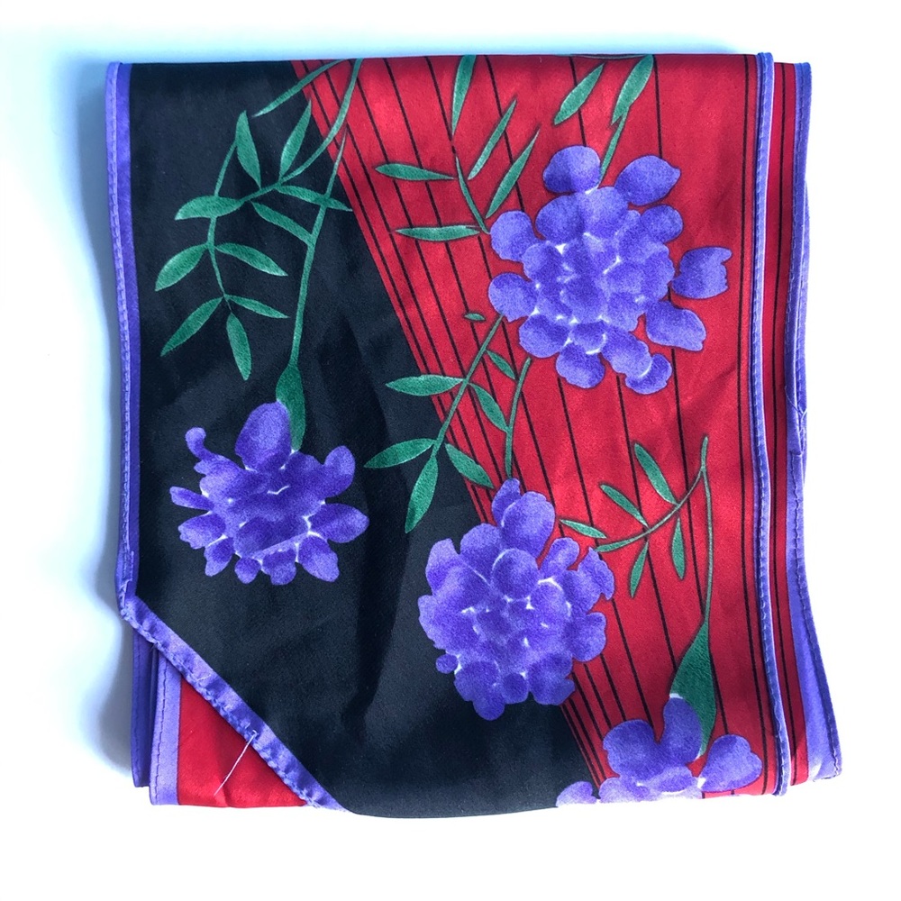 Vera Neumann Geometric Floral Printed Silk Scarf